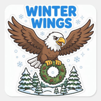 Winter Wings Sticker — Bald Eagle Pine Wreath Snow