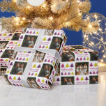 Winter Wishes Purple Christmas Trees Photo Wrapping Paper<br><div class="desc">Elevate your holiday greetings with our fun and bright photo holiday gift wrap featuring a contemporary design featuring modern, patterned, and boldly coloured Christmas trees, accentuated by the elegant text that reads 'Winter Wishes.' Add a touch of personalization with your own signature, making each gift wrapped under the tree uniquely...</div>