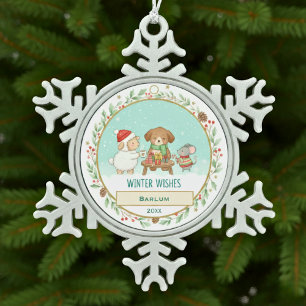 Winter Wishes Snowflake Pewter Christmas Ornament