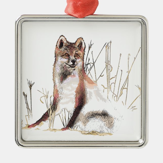 Winter Wolf Metal Ornament (Front)