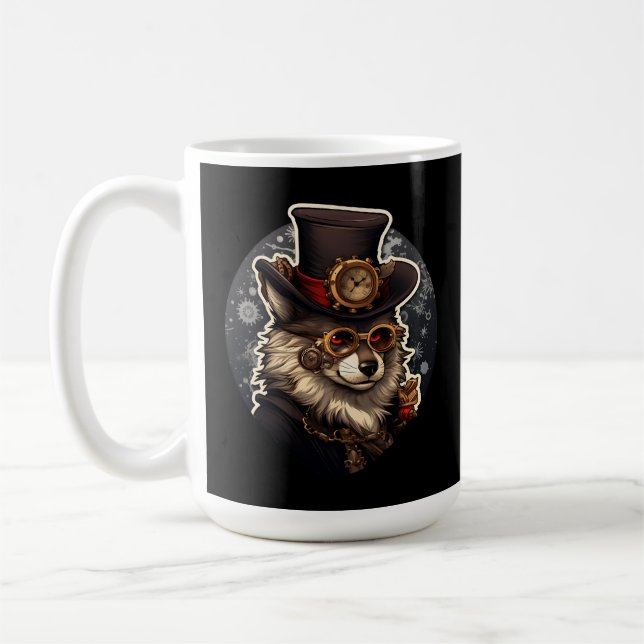 Winter wolf steampunk coffee mug (Left)