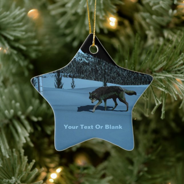 Winter Wolf - Tapetum Lucidum Ceramic Ornament (Tree)
