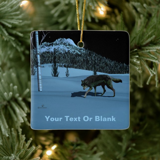 Winter Wolf - Tapetum Lucidum Ceramic Ornament (Tree)
