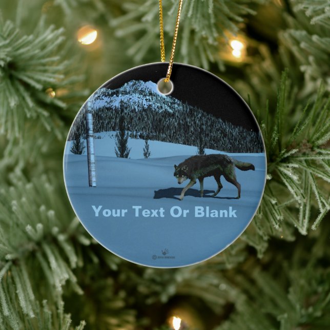 Winter Wolf - Tapetum Lucidum Ceramic Ornament (Tree)