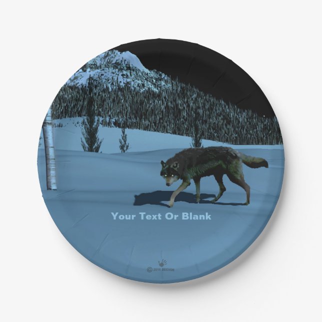 Winter Wolf - Tapetum Lucidum Paper Plate (Front)