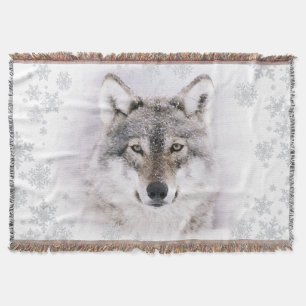 Winter Wolf Throw Blanket