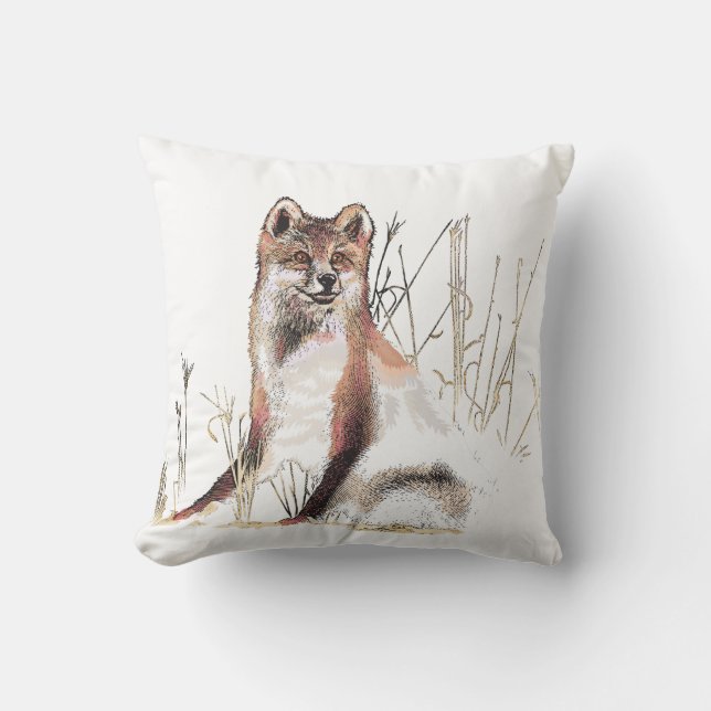 Winter Wolf Throw Pillow (Front)