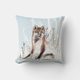 Winter Wolf Throw Pillow