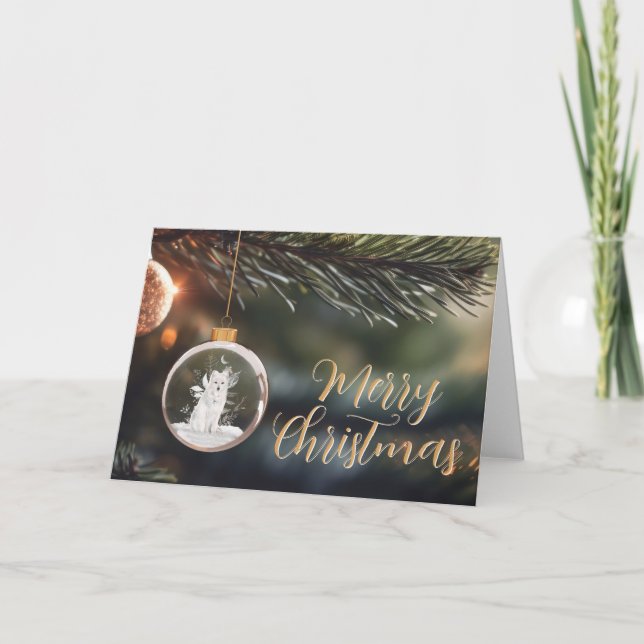 Winter Wolf w/ Florals Christmas Card  (Front)