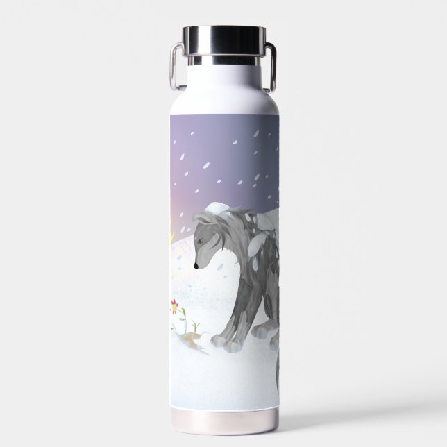Winter Wolf Water Bottle (Front)