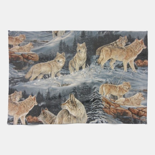 Winter Wolves Kitchen Towel (Horizontal)
