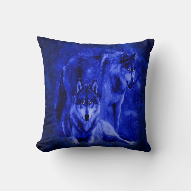 Winter Wolves Throw Pillows (Front)