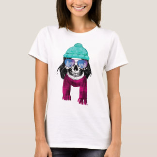 Winter Woman Sugar Skull Snowflakes T-Shirt