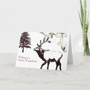 Winter Wonder Land Elk Happy Holidays Christmas Card
