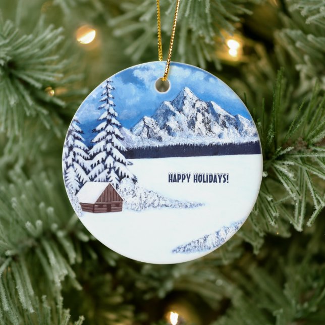 Winter Wonder Round  Ceramic Ornament (Tree)