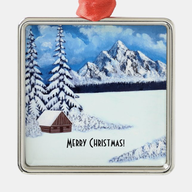 Winter Wonder Scene Metal Ornament (Front)