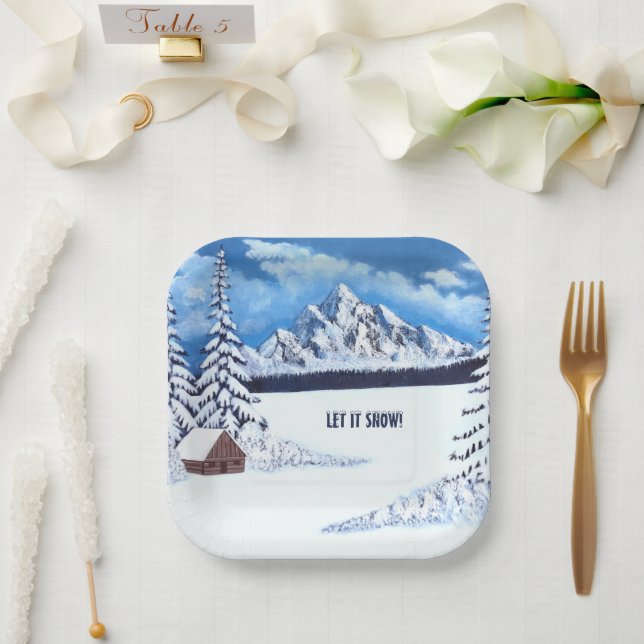 Winter Wonder Scene Paper Plate (Wedding)