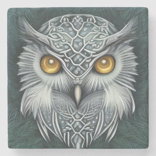 Winter Wonder Snow Owl Beauty Stone Coaster