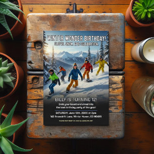 Winter Wonder Snowboard Birthday Party Postcard