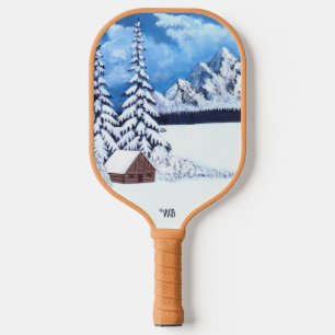 Winter Wonder with Text Pickleball Paddle