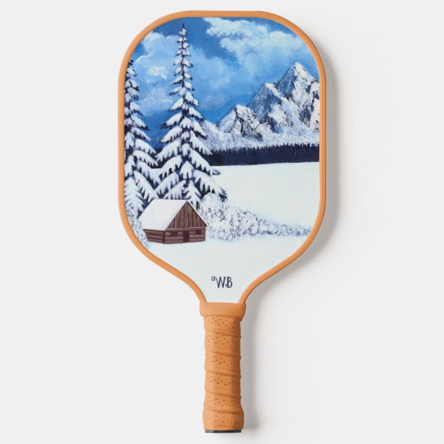 Winter Wonder with Text Pickleball Paddle (Front)