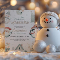 Winter Wonderland 1st Birthday Invitation