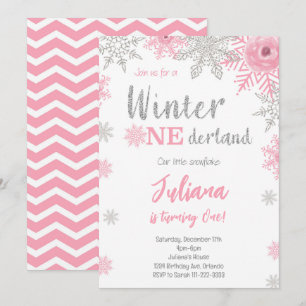 Winter Wonderland 1st Birthday Invitation