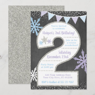 Winter Wonderland 2nd Birthday Invitation