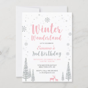 Winter Wonderland 2nd Birthday Invitation, Girl Invitation