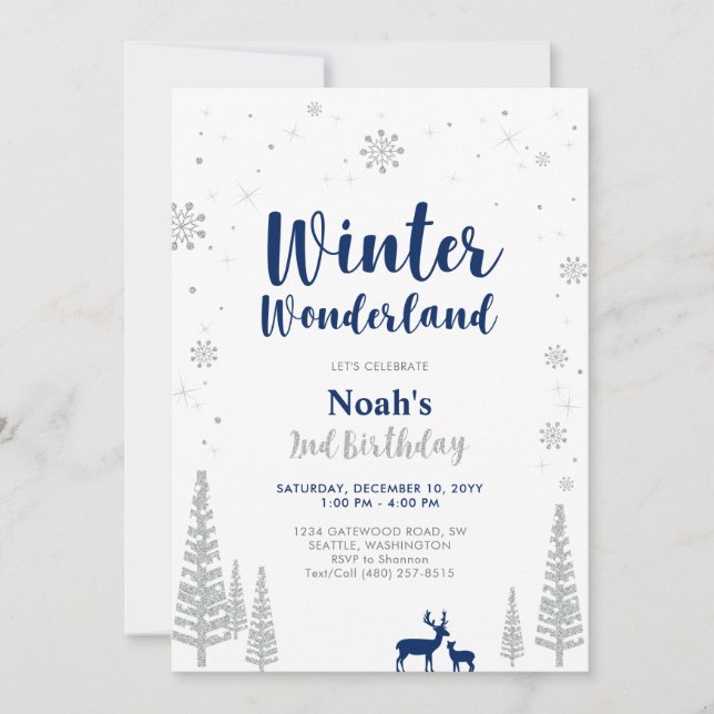Winter Wonderland 2nd  Boy Birthday Invitation (Front)