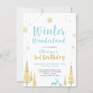 Winter Wonderland - 3rd Birthday Invitation - Boy