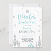 Winter Wonderland - 3rd Birthday Invitation - Boy