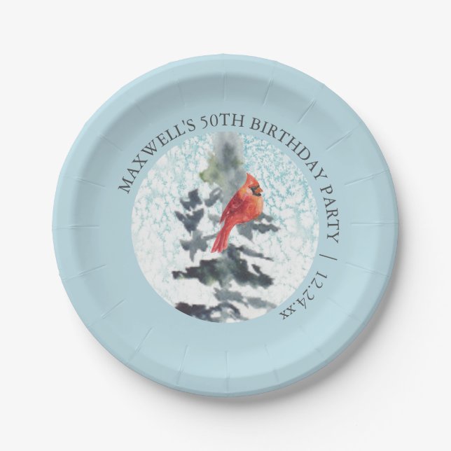 Winter Wonderland 50th Birthday Party Paper Plate (Front)