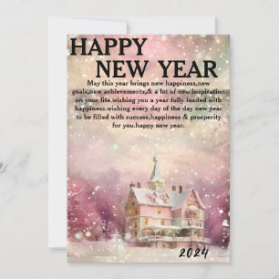 "Winter Wonderland: A Cozy Home in Pink and White" Holiday Card