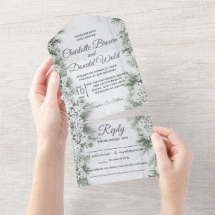 Winter Wonderland All in One Wedding Invitations