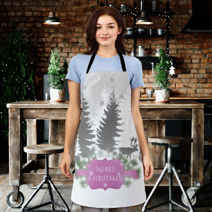 Winter Wonderland All-Over Print Apron - Magenta