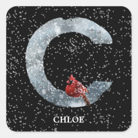 Winter Wonderland Alphabet C Monogram | Red Bird