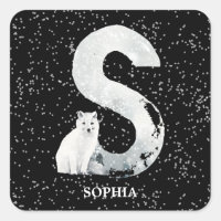 Winter Wonderland Alphabet S Monogram | Snow Wolf