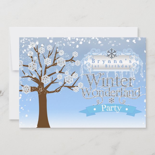Winter Wonderland Anniversaire Fête Invitation (Devant)