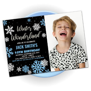 Winter Wonderland Anniversaire Invitations Black P