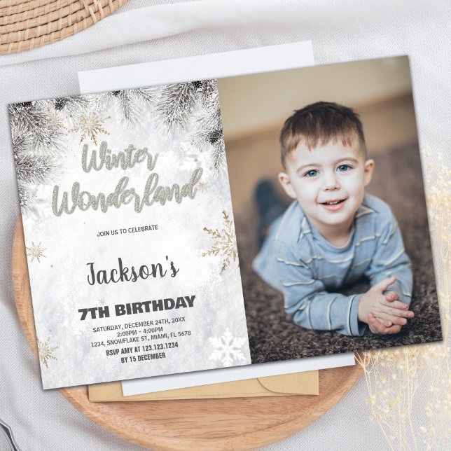 Winter Wonderland Anniversaire Invitations Pine Ph (Winter Wonderland Birthday Invitations Pine Photo)