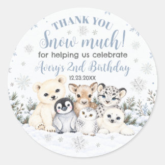 Winter Wonderland Arctic Animals Birthday Favour Classic Round Sticker