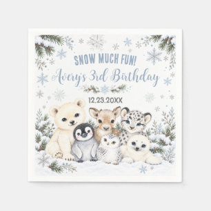 Winter Wonderland Arctic Animals Birthday  Napkin