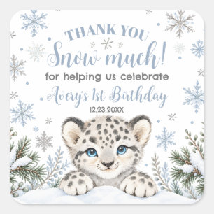 Winter Wonderland Arctic Animals Leopard Birthday  Square Sticker