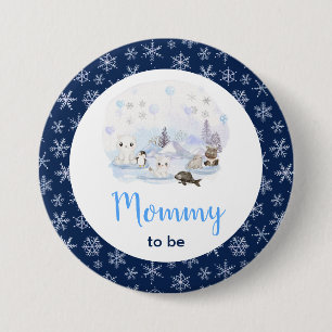 Winter Wonderland Arctic Animals Mommy To Be 3 Inch Round Button