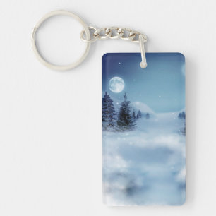 Winter Wonderland at Night Keychain