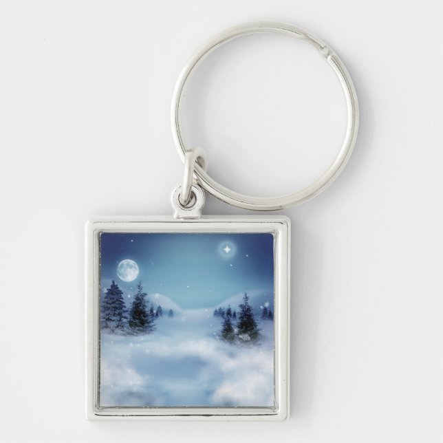 Winter Wonderland at Night Keychain (Front)
