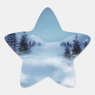 Winter Wonderland at Night Star Sticker