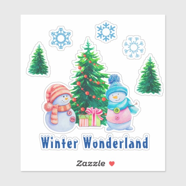 Winter Wonderland Autocollants en vinyle coupés su (Feuille)