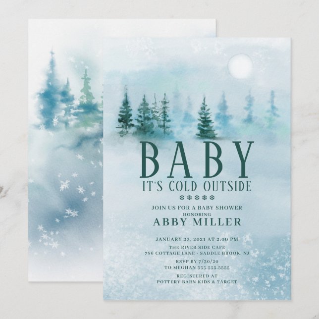 Winter Wonderland Baby It's Cold Outside Invitation (Front/Back)